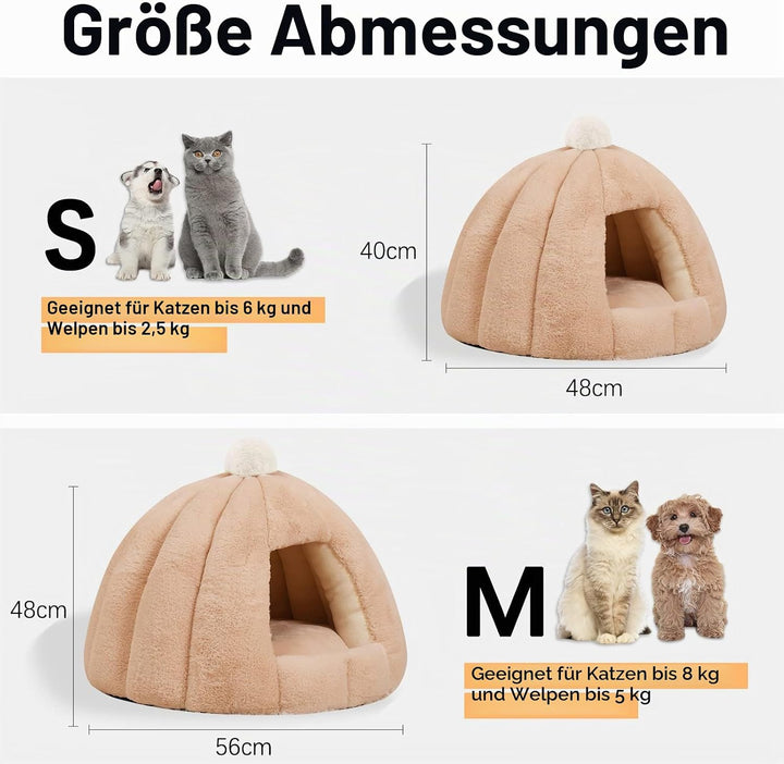 Galatée Katzenhöhlenbett, Waschbares Katzenkissenbett Mit rutschfeste Unterseite, Haustierbett Mit A