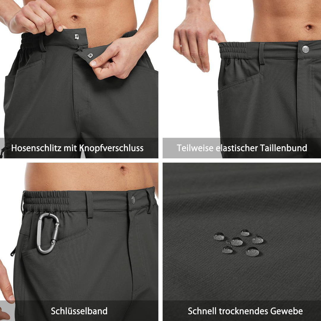 donhobo Kurze Hosen Herren Wanderhose Cargo Shorts Wasserabweisend Leichte Atmungsaktiv Outdoorhose