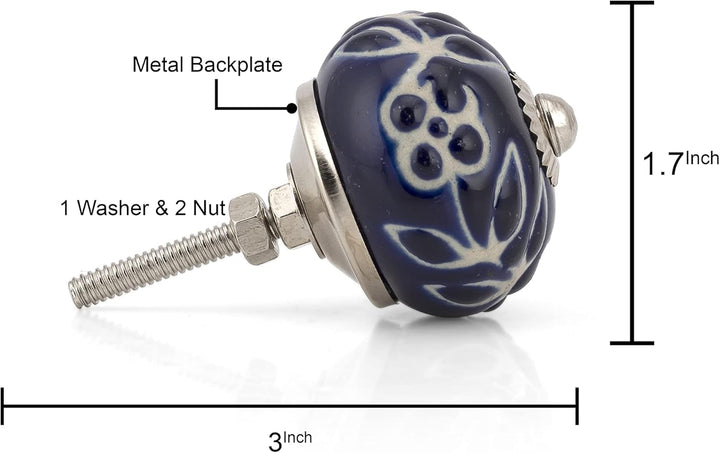 Craft Trade Blau Türschrankknopf Boho Antik Keramik-Türknöpfe Kommode Schublade Zieht Hardware Knöpf