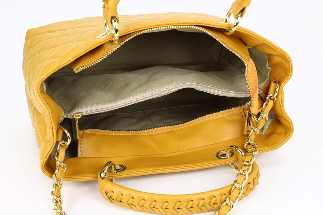 Belli edle italienische Echt Nappa Leder Damentasche Henkeltasche Umhängetasche gesteppt - 34x25x17