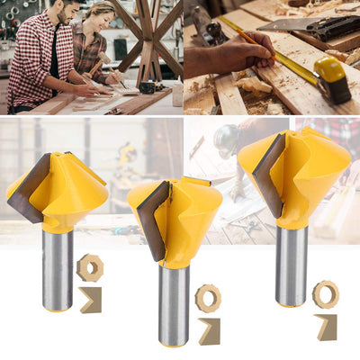 Fafeicy 3 Stück Bird's Mouth Kleber Joint Router Bit, Hartmetallfräser, 1/2 "Schaft, für Massivholz,