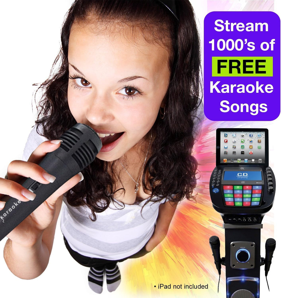 KARAOKE Easy Bluetooth System mit Lautsprechersockel - Professionelles CDG-System mit 6 Lautsprecher