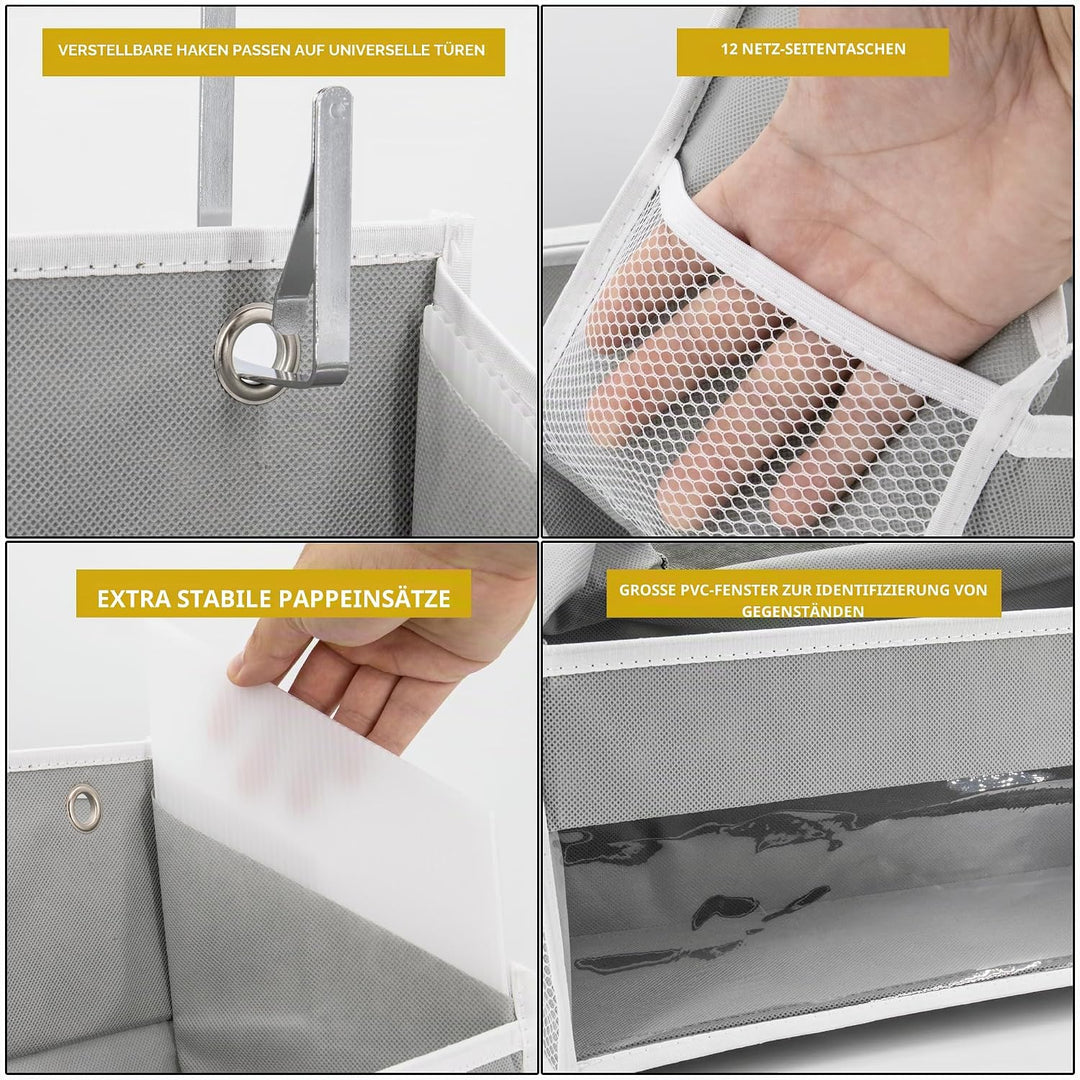 HOMELUX THEORY 1 Stück robuster Tür-Organizer, 140 x 35,6 x 17 cm, 6 grosse Front- und 12 Seitentasc