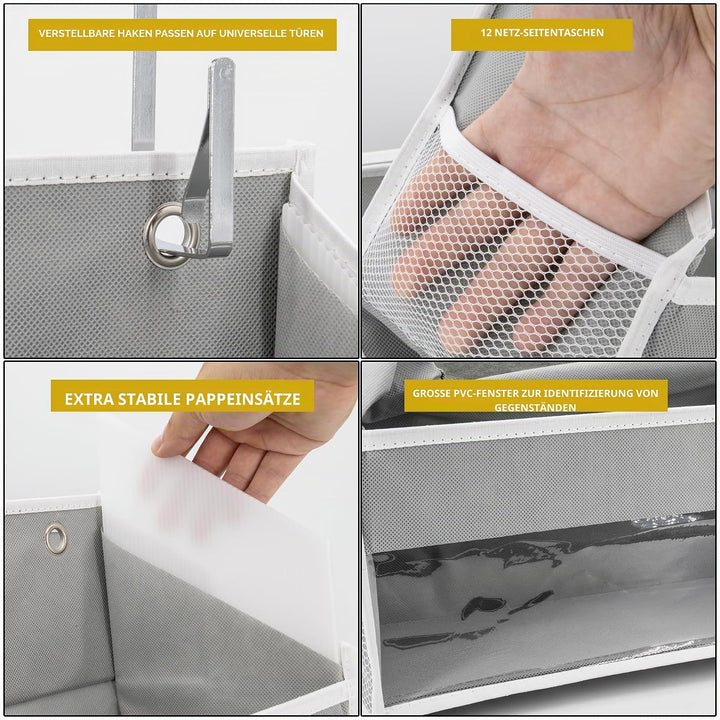 HOMELUX THEORY 1 Stück robuster Tür-Organizer, 140 x 35,6 x 17 cm, 6 grosse Front- und 12 Seitentasc