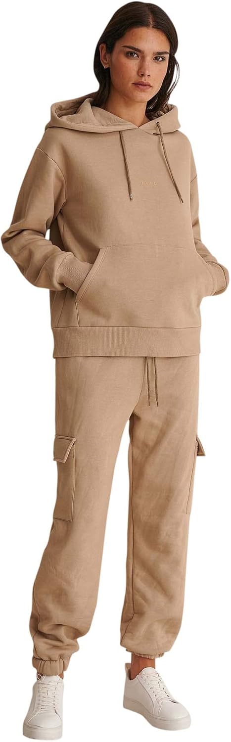 NA-KD Damen ton-Hoodie Kapuzenpullover S Dark Beige, S Dark Beige