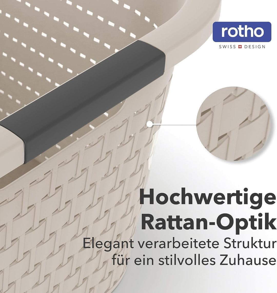 Rotho Country 3er-Set Wäschekorb 40l, Kunststoff (PP) BPA-frei, anthrazit, 40l (58.0 x 38.9 x 25.1 c