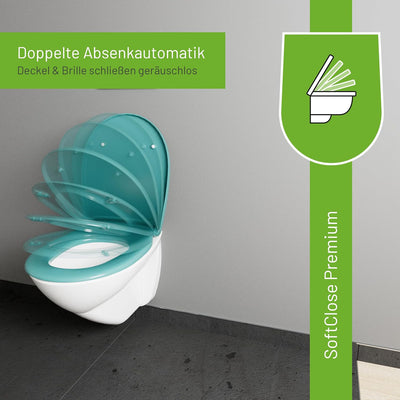 LUVETT® WC-Sitz mit Absenkautomatik C100 oval universell, Toilettendeckel mit 3 Edelstahl Montagelös