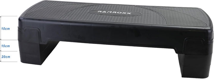 Tenzo-R Fitness Stepboard Stepper Steppbrett Workout 3 Stufen Schwarz 80x30cm