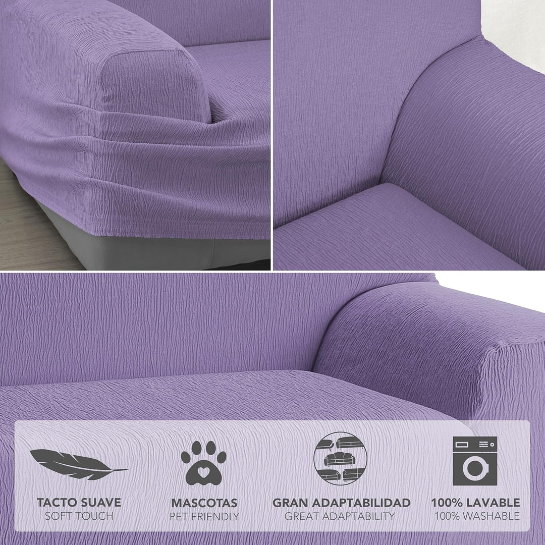 Martina Home Emilia Elastischer Sofabezug für 3-Sitzer, Lila, 170 bis 220 cm breit 3 Sitzer Lila, 3