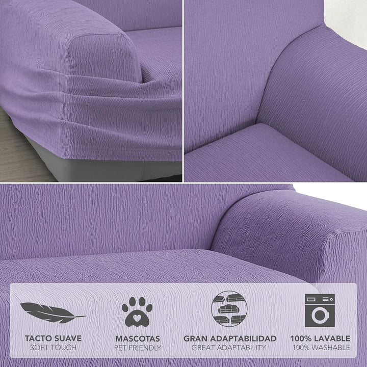 Martina Home Emilia Elastischer Sofabezug für 3-Sitzer, Lila, 170 bis 220 cm breit 3 Sitzer Lila, 3