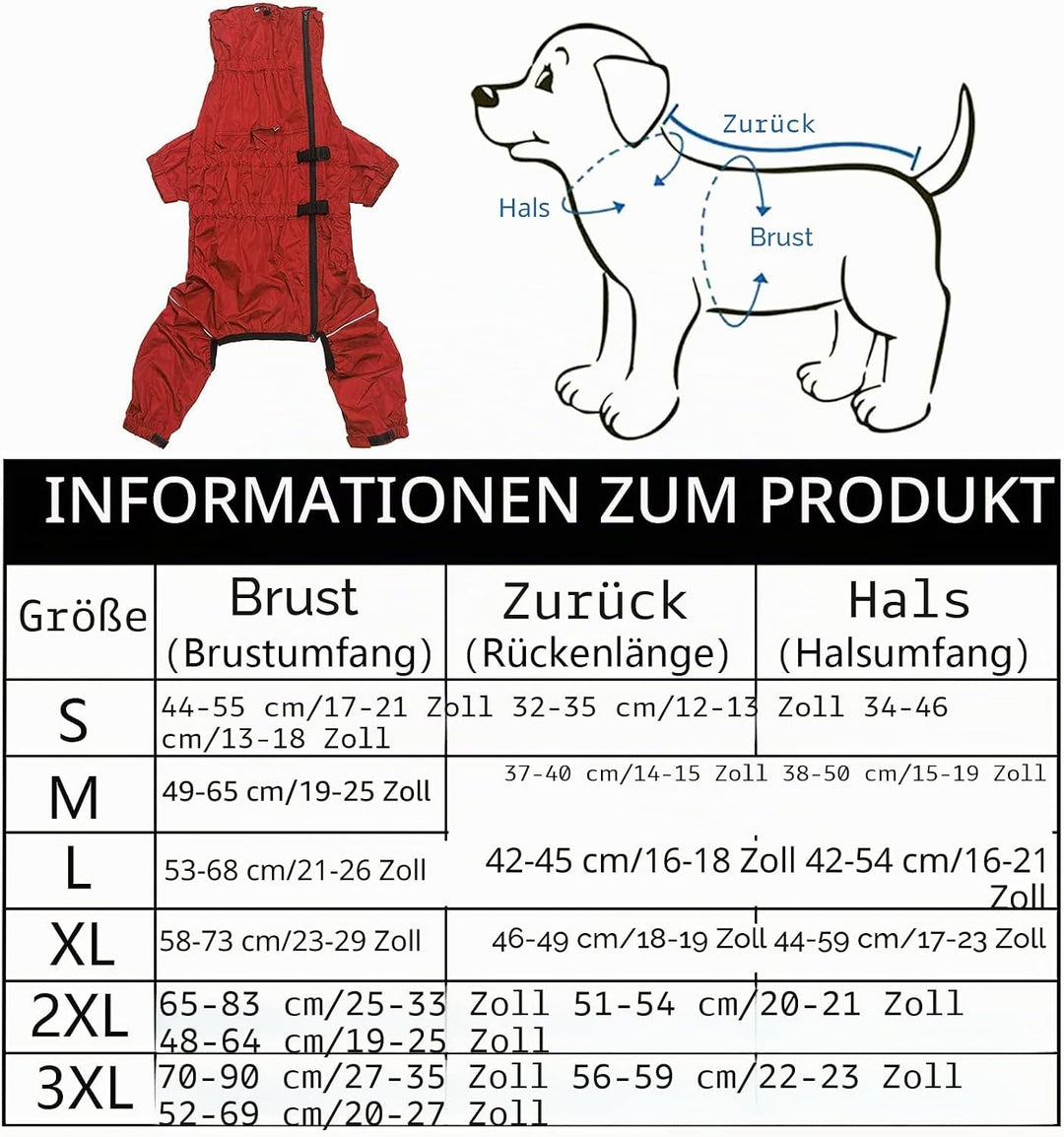 Geyecete -Regenmantel für hunde mit vier Beinen,Hunde Regenjacken Hosenanzug mit Geschirr loch, refl