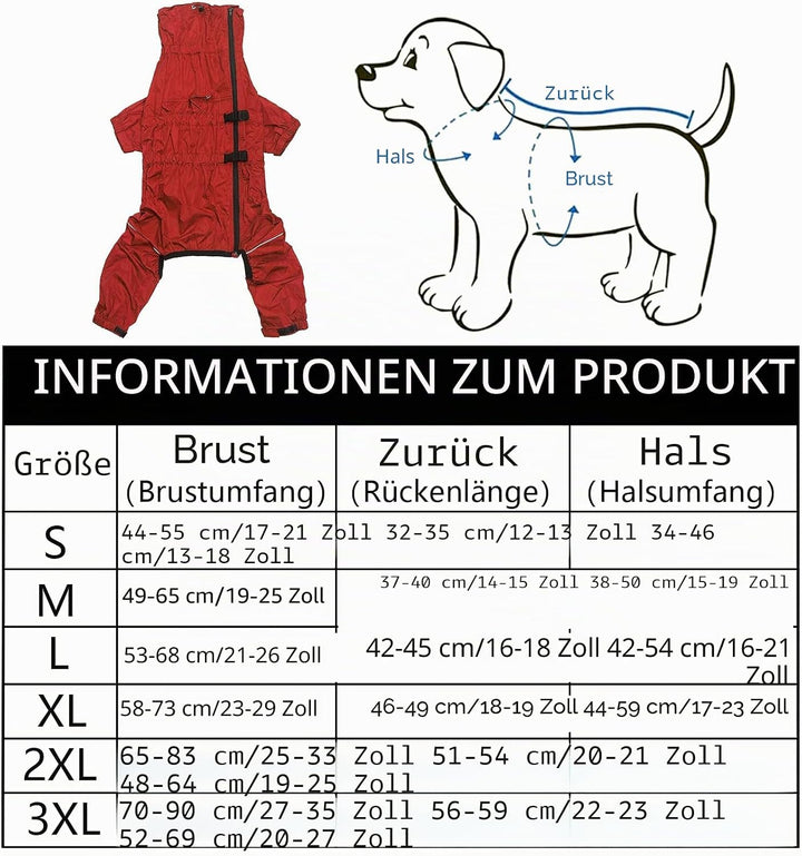 Geyecete -Regenmantel für hunde mit vier Beinen,Hunde Regenjacken Hosenanzug mit Geschirr loch, refl