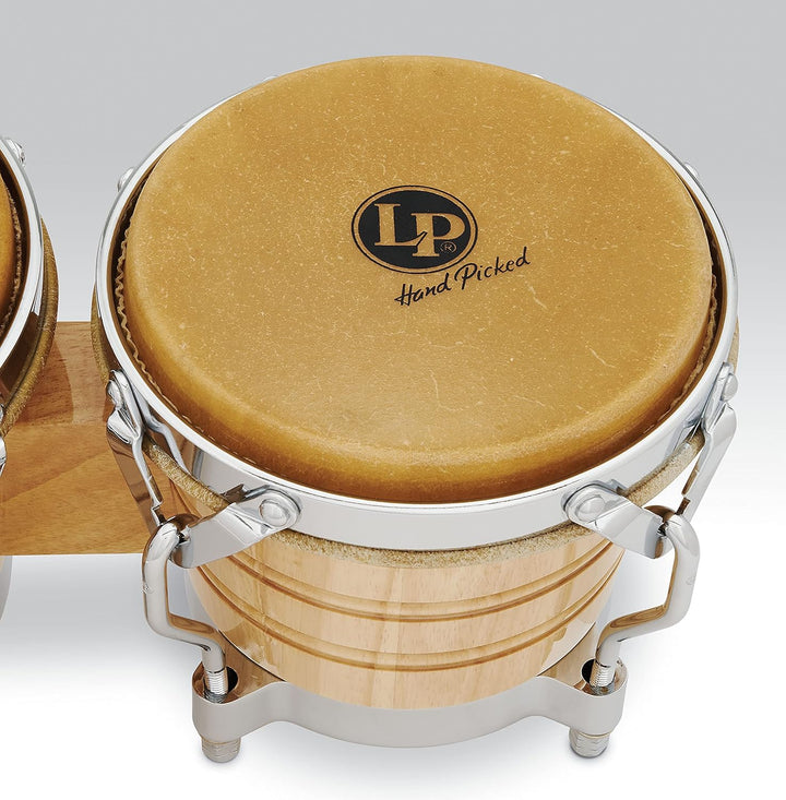 LP Latin Percussion LP813600 Generation II Wood Bongo Natural Chrome Hardware Traditional Rims Natur