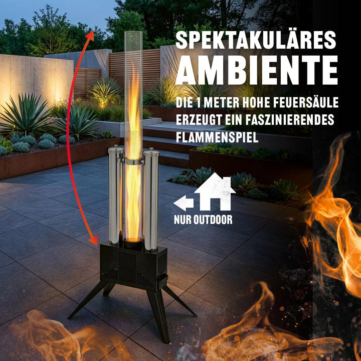 LANDMANN Pellet Feuersäule | Pellet Feuerstelle - ideal als Feuerrohr & Feuersäule | Feuertonne & Am