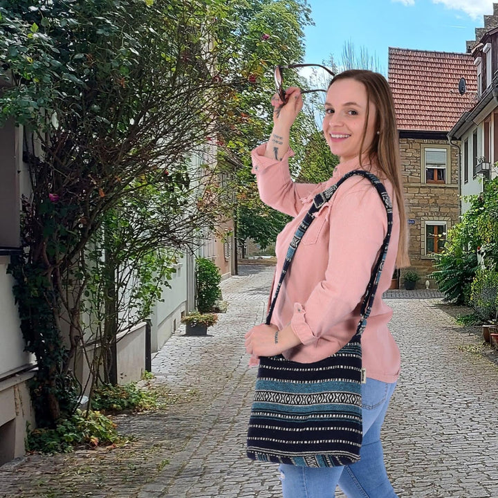 Sunsa Damen Umhängetasche. Hobo Tasche aus gewebter Baumwolle mit verstellbare Henkel. Crossbody Sch