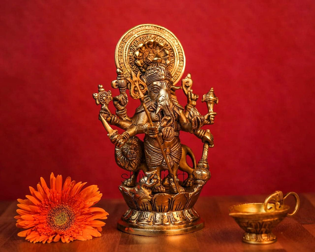 Ganesha-Statue, Gott Glück, Herr der Weisheit, Ganesha-Statue, Messing-Skulptur, 22,9 cm Dirshti Gan