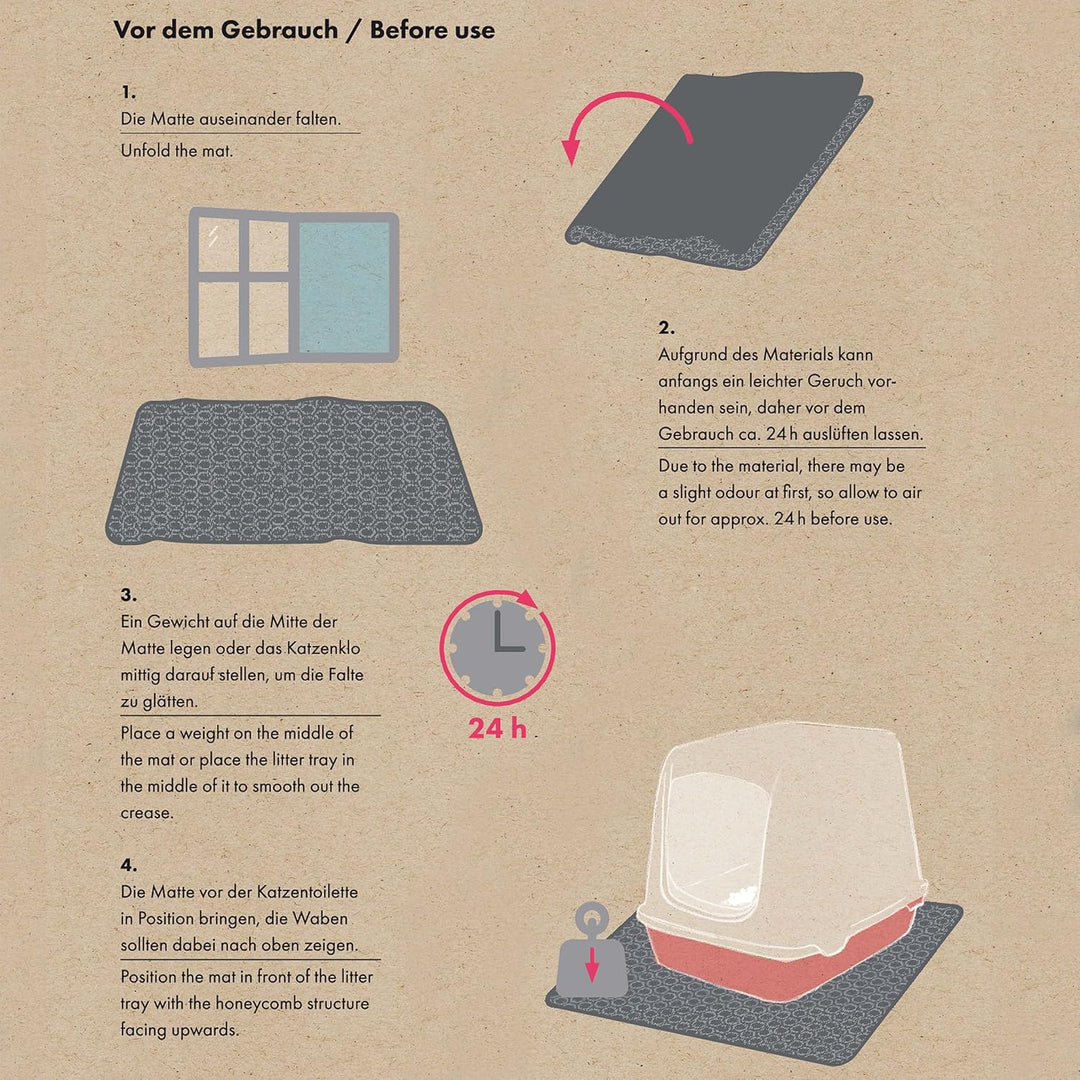 Katzenklo Matte Grau: Katzenmatte Katzenklo 30x40cm für Sauberkeit mit Katzenstreu - Katzentoilette