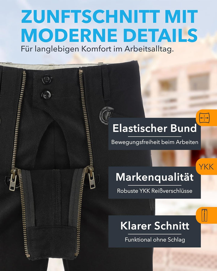 TMG Zunfthose Herren ohne Schlag – Dachdeckerhose aus 100% Baumwolle mit viel Stauraum, Zimmermannsh