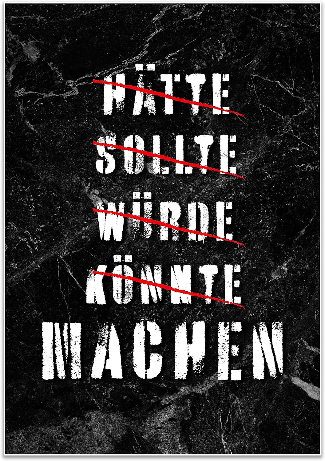 wandmotiv24 Poster als Wanddeko, Grösse 100x70cm, Hätte sollte würde, Marmor, Moderne Wanddeko, Wand