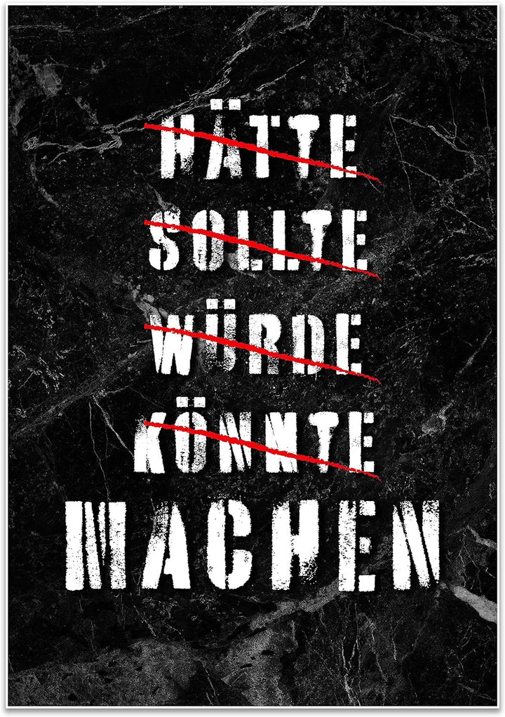 wandmotiv24 Poster als Wanddeko, Grösse 100x70cm, Hätte sollte würde, Marmor, Moderne Wanddeko, Wand