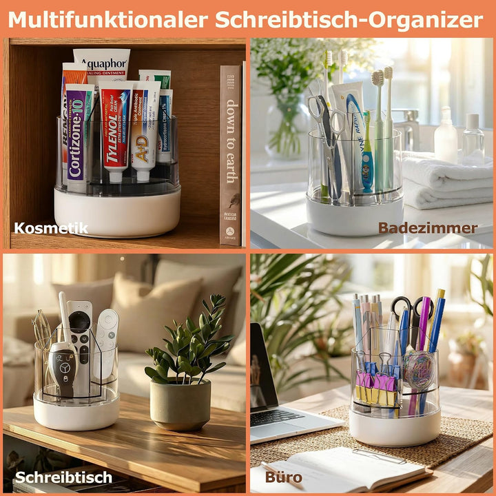 CTIME 360° drehbarer Make-up-Organizer, 5-stufiger Fächerhalter für Make-up-Pinsel, Kosmetikaufbewah