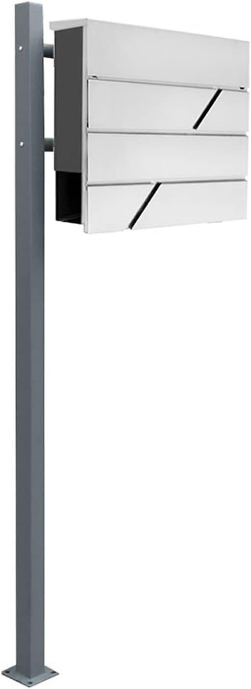 Edelstahl Briefkasten Set Standbriefkasten Ständer Zeitungsrolle Freistehend Zweifarbig Anthrazit V2