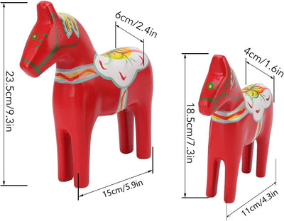 Mxzzand Schwedisches Dala-Pferd, 1 Paar schwedisches Dala-Pferd aus Holz, handgefertigtes feines Sch