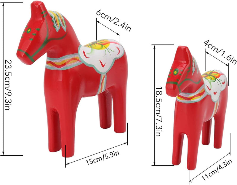 Mxzzand Schwedisches Dala-Pferd, 1 Paar schwedisches Dala-Pferd aus Holz, handgefertigtes feines Sch