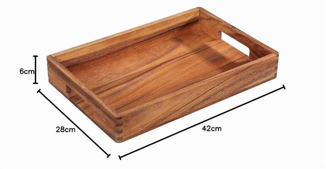 Zassenhaus Serviertablett Akazienholz | Tablett mit Griffen | Frühstückstablett | Holztablett Deko |