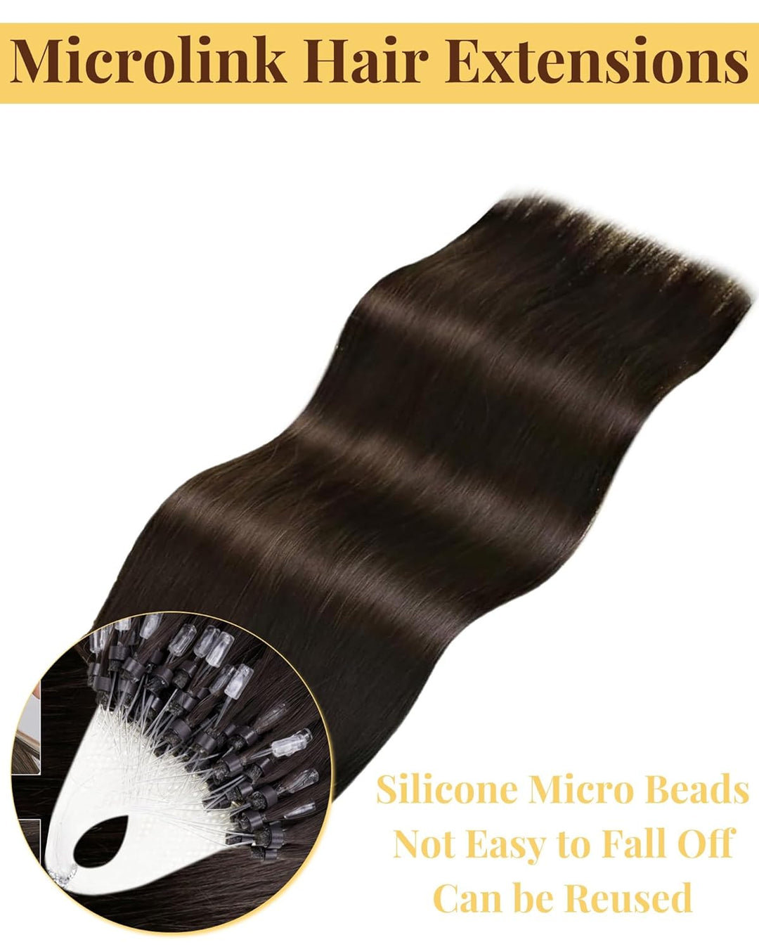 Hetto Microring Echthaar Extensions Dunkelstes Braun Echthaar Micro Ring Extensions Remy Microring E