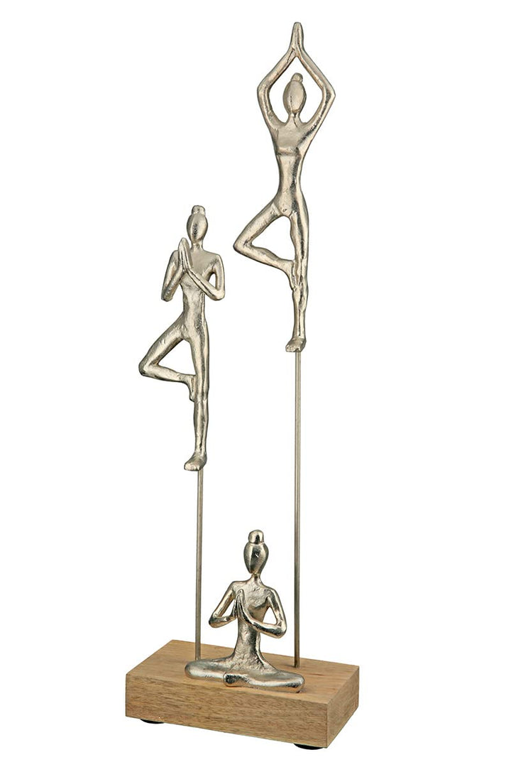 Casablanca Holz Deko Skulptur Yogagruppe - Deko Wohnzimmer - Geschenk - Höhe 51 cm