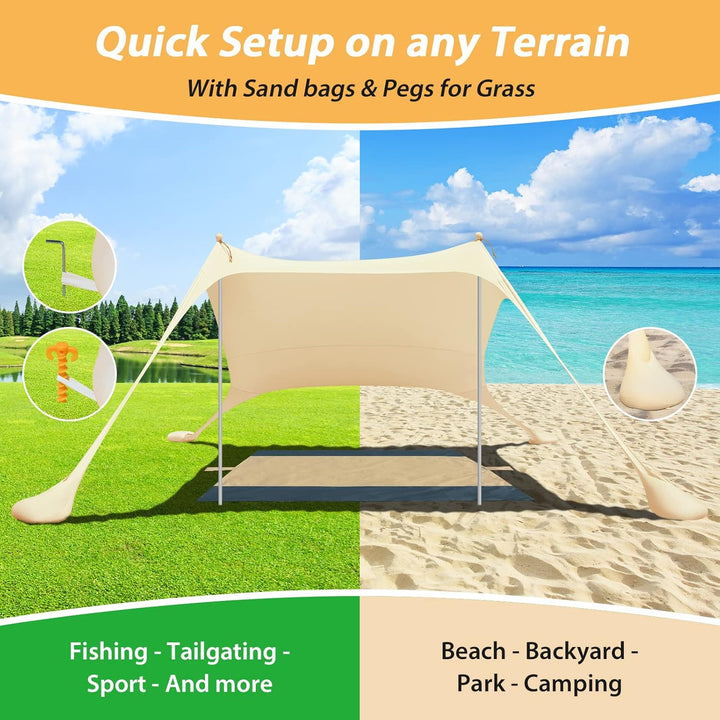 Beach StrandZelt mit Picknickdecke und Sandsack Anchor, Strandmuschel Sonnenschutz Zelt für Strand m