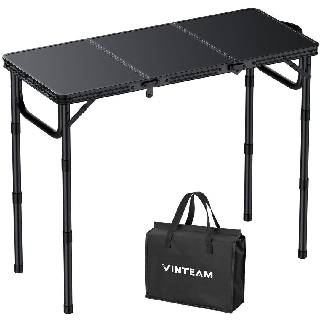 VINTEAM Campingtisch Klappbar 87x40cm – 3 Falten 3-Fach Höhenverstellbar, Aluminium Falttisch Balkon