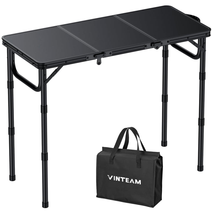 VINTEAM Campingtisch Klappbar 87x40cm – 3 Falten 3-Fach Höhenverstellbar, Aluminium Falttisch Balkon