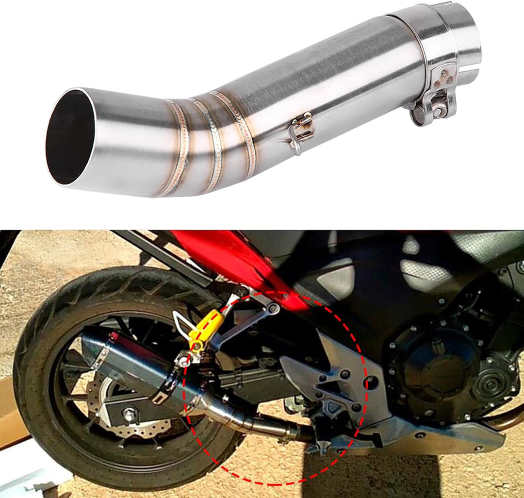 Jadeshay 51mm Auspuff Mittelrohr, Motorrad Slip-on Auspuff Mittleres Edelstahl Auspuffrohr Schalldäm