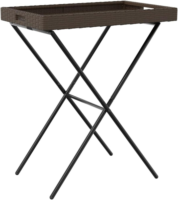 vidaXL Tabletttisch Klappbar Braun 65x40x75 cm Poly Rattan, Braun
