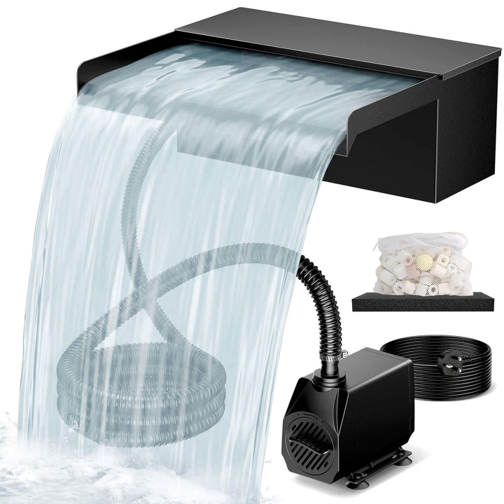 Biling 30cm 2500l/h Wasserfall Teich mit Filter für Gartenteiche bis 5000L | Edelstahl-Wasserfall fü