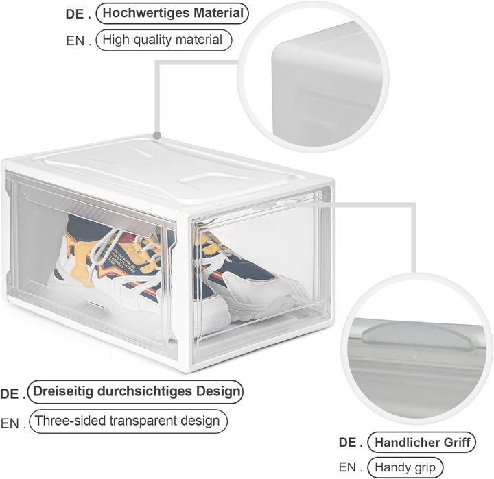 Yorbay Schuhbox, 3er Set, stapelbarer Schuhorganizer, Kunststoffbox mit durchsichtiger Tür, Mehrweg
