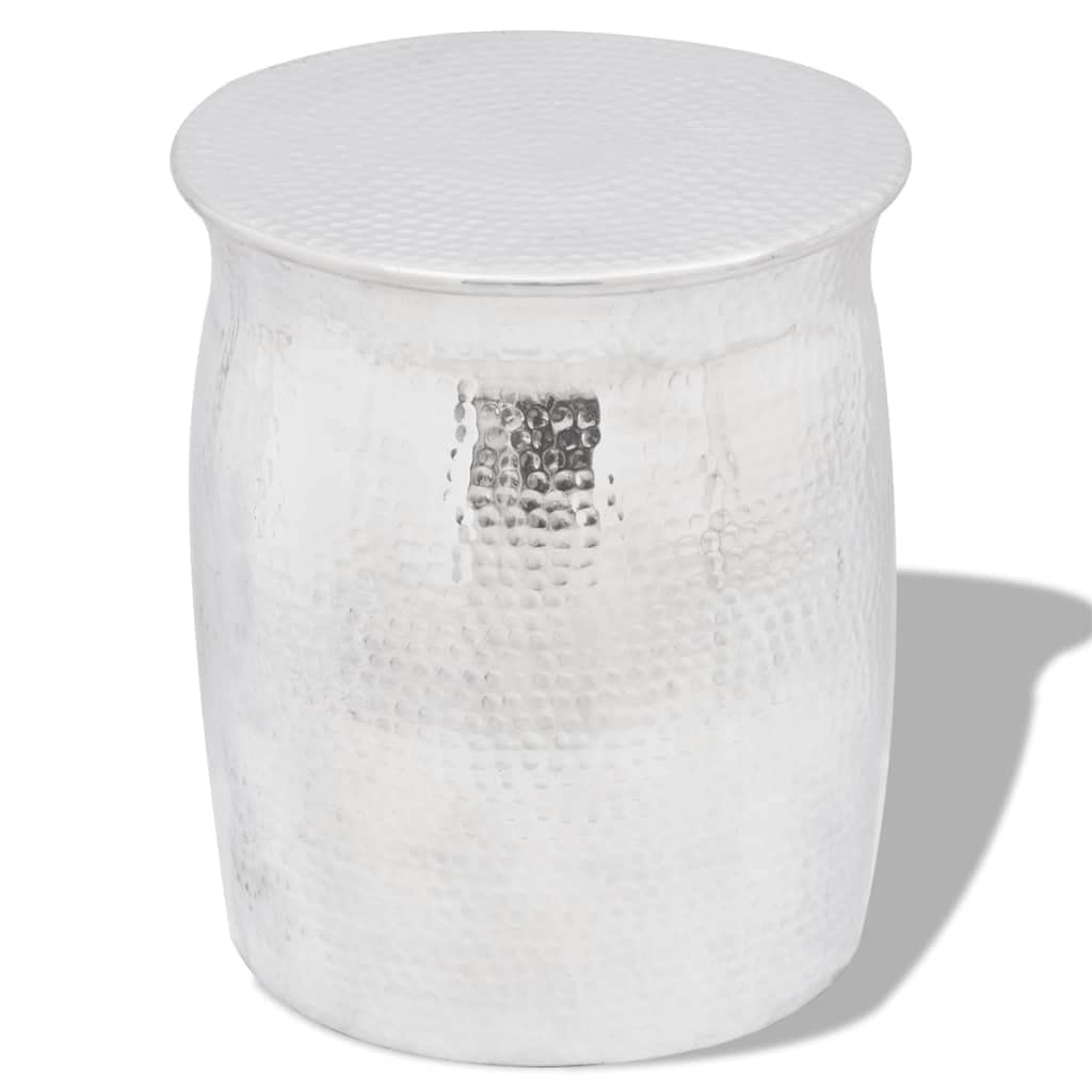 vidaXL Beistelltisch Gehämmertes Aluminium Silbern Hocker Sofatisch Couchtisch 42 cm Silber, 42 cm S