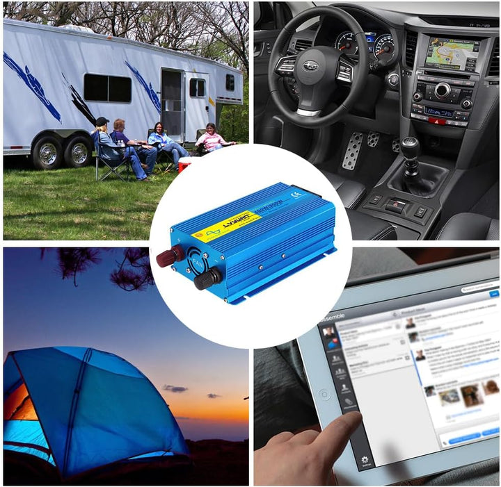 LVYUAN 400W/800W Reiner Sinus-Wechselrichter DC 12V auf 230V AC Spannungswandler mit 1 EU AC Steckdo