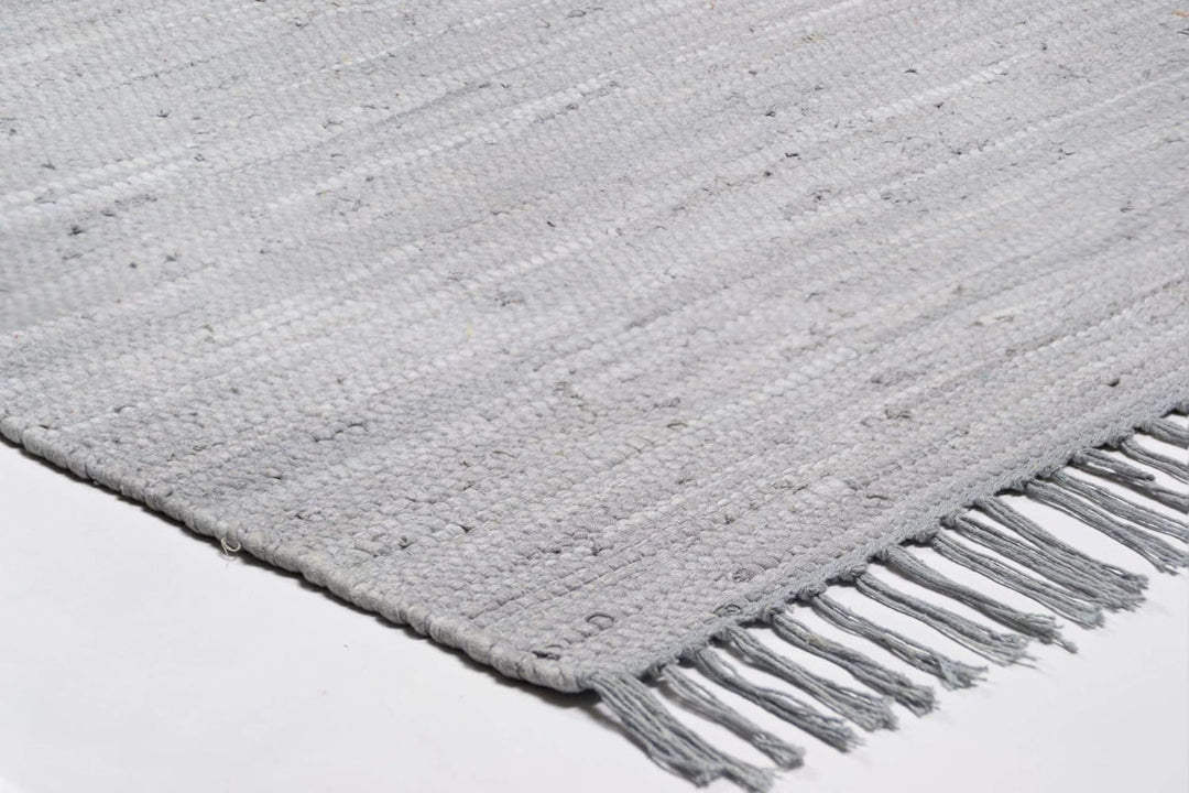 Theko | Dhurry Teppich aus 100% Baumwolle Flachgewebe Teppich Happy Cotton | handgewebt | Farbe: Gra