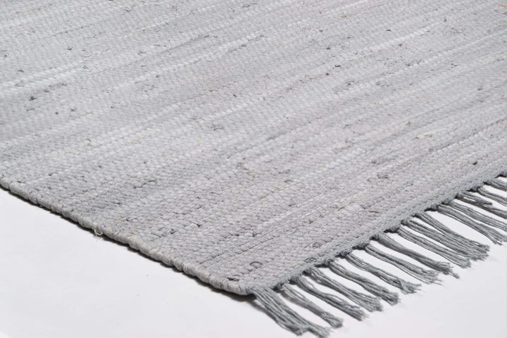 Theko | Dhurry Teppich aus 100% Baumwolle Flachgewebe Teppich Happy Cotton | handgewebt | Farbe: Gra