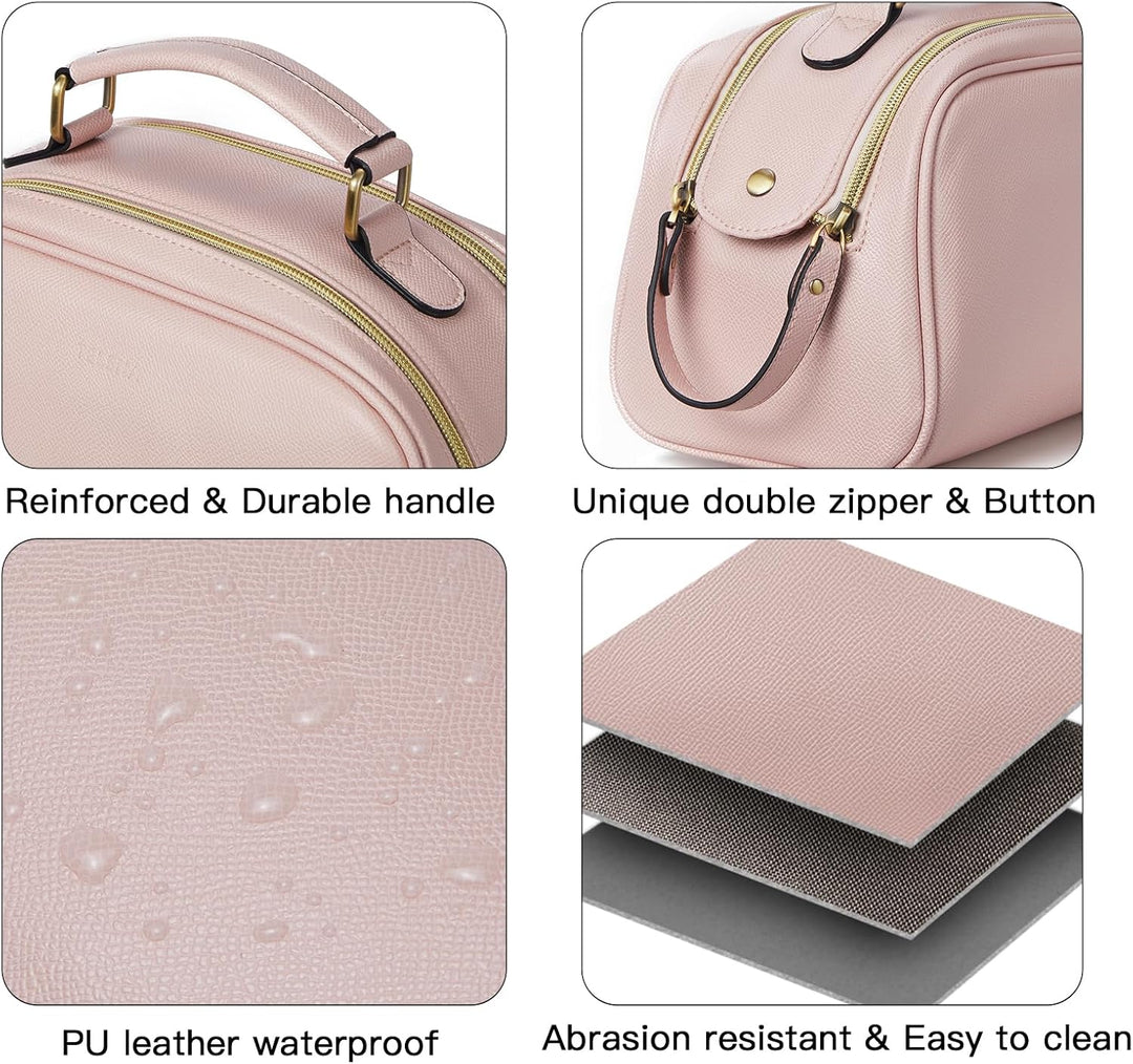 Telena Kulturbeutel für Damen und Herren aus PU-Leder, Kulturtasche zum aufhängen, Reise-Kosmetiktas