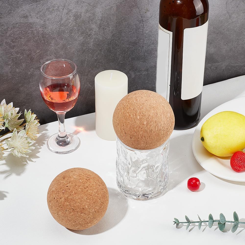 OLYCRAFT 4 Stück 7 cm Weinkorkenkugel Holzkorkenkugel Stopper Für Weindekanter Karaffe Flasche Ersat