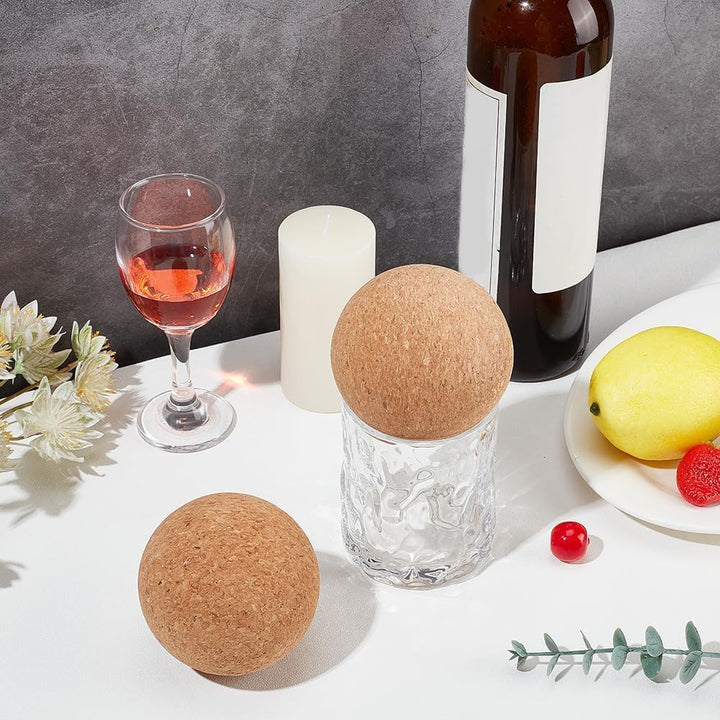 OLYCRAFT 4 Stück 7 cm Weinkorkenkugel Holzkorkenkugel Stopper Für Weindekanter Karaffe Flasche Ersat
