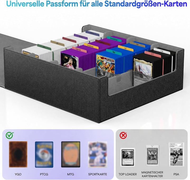 Kartenaufbewahrungsbox für Trading Cards, 2400+ MTG Commander Deck Box mit 24pcs bunten Teilern, Kar