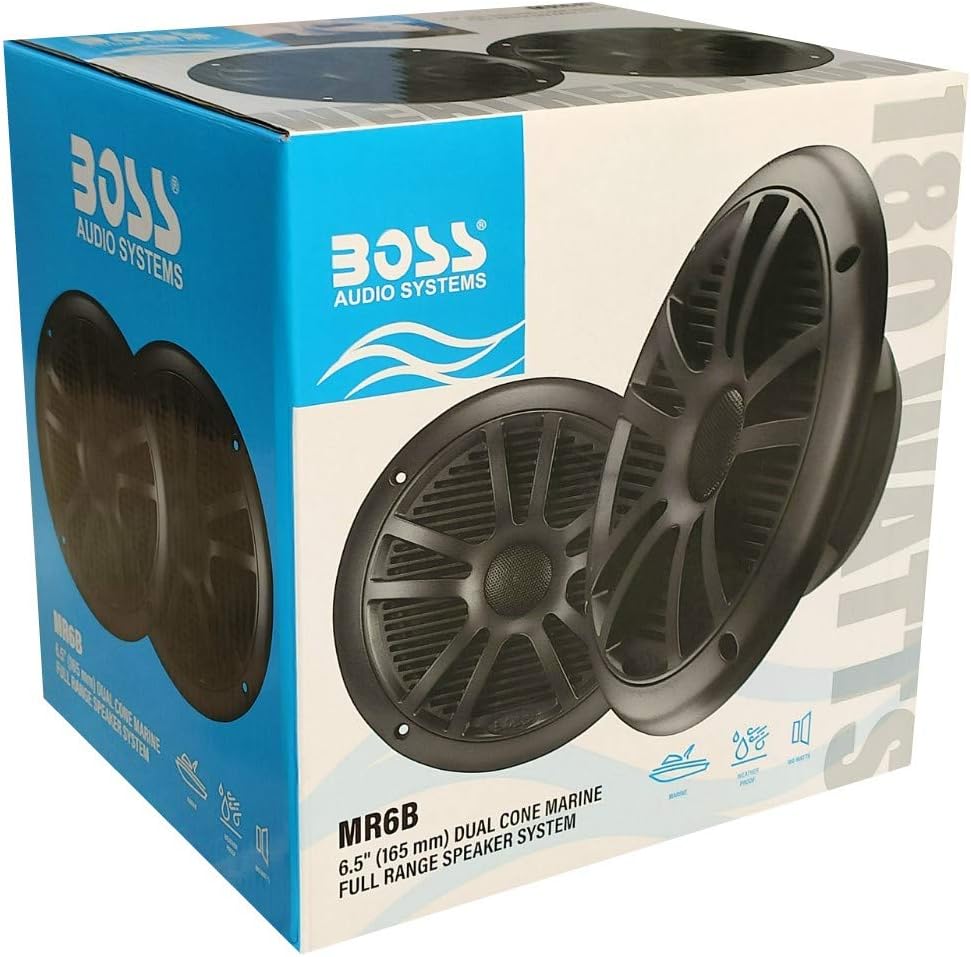 KIT-Set FÜR BOSS Audio Systems MR6B 2 Doppelkonus-Marinelautsprecher 6,5 Zoll 16,50 cm 165 mm 90 Wat