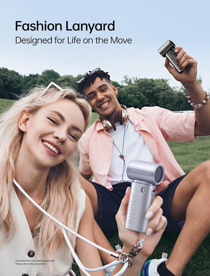 JISULIFE Tragbarer Handventilator 9S, Turbo Power, bis zu 22 Stunden Laufzeit, 5000 mAh Akku, 5-Gang