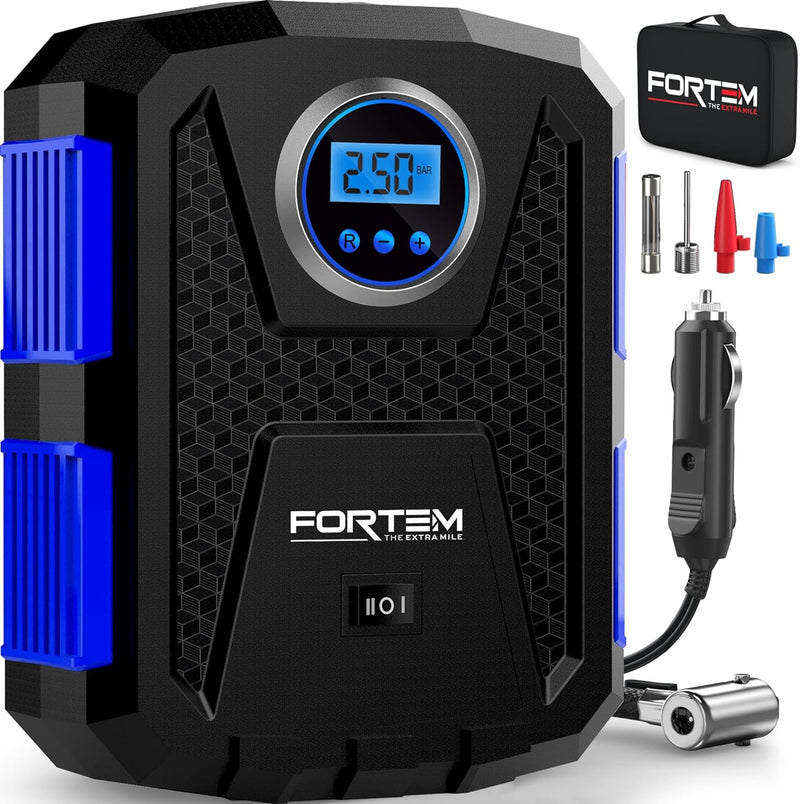 Fortem Tragbarer Kompressor Autoreifen, Kompressor Fahrrad, 12V Autoreifen Pumpe und Fahrradpumpe El
