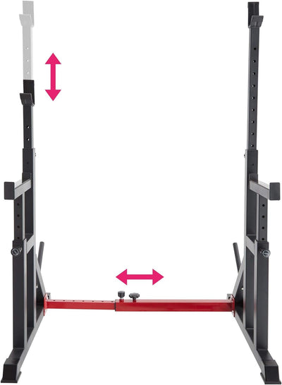 tectake 404237 Squat Rack, Höhe und Breite verstellbare Langhantelablage, Kniebeugenständer mit Sich